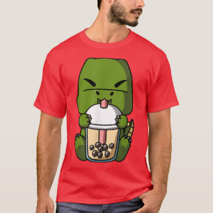 Camiseta Kawaii T-Rex Dinosaur Boba Leche Tea Bubble Tea An