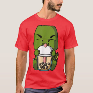 Camiseta Kawaii T-Rex Dinosaur Boba Leche Tea Bubble Tea An