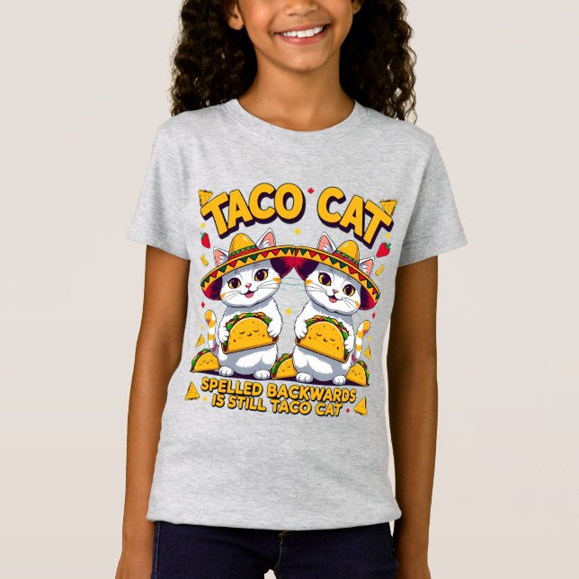 Camiseta Kawaii Taco Cat Palindrome Fiesta Art (Anverso)