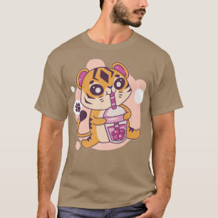 Camiseta Kawaii Tiger Boba Tea Bubble Tea Anime Kawaii Neko