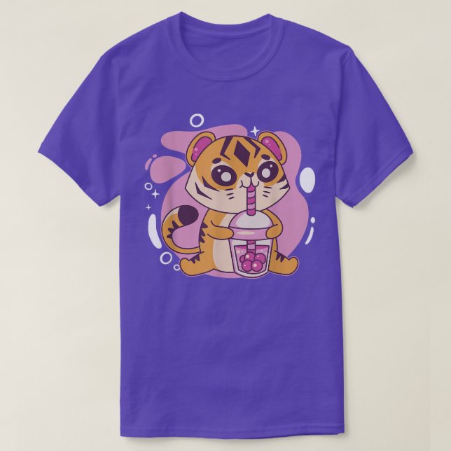 Camiseta Kawaii Tiger Boba Tea Bubble Tea Anime Kawaii Neko (Diseño del anverso)