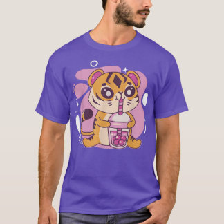 Camiseta Kawaii Tiger Boba Tea Bubble Tea Anime Kawaii Neko