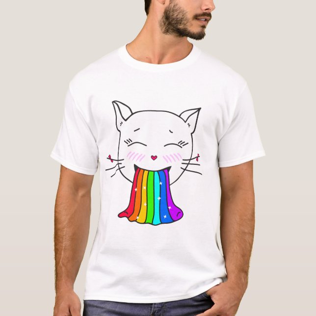 Camiseta Kawaii. Un lindo gato a la moda y a la mo (Anverso)