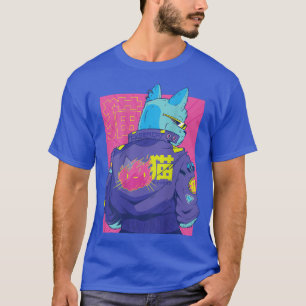 Camiseta Kawaii, una estética japonesa retro de gato anime