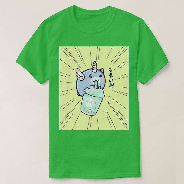 Camiseta Kawaii Unicorn Boba Tea (Diseño del anverso)