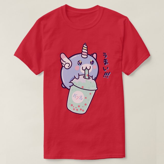 Camiseta Kawaii Unicorn Bubble Tea (Diseño del anverso)