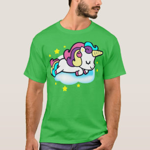 Camiseta Kawaii Unicorn durmiendo en nubes, Unicornio Gif