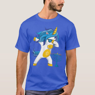 Camiseta Kawaii Unicorn Jewnicorn Menorah Feliz Hanukka