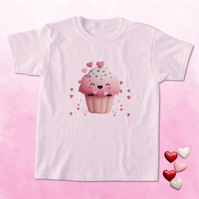 Camiseta Kawaii Valentine Cupcake with Hearts (Subido por el creador)