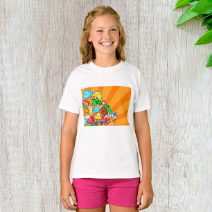 Camiseta Kawaii Verano Garabatos Sol Playa y Tropical