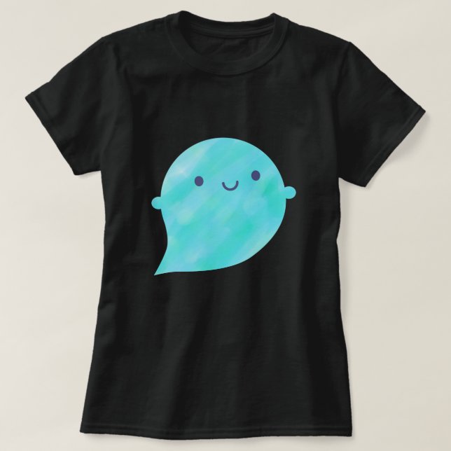 Camiseta Kawaii Watercolor Ghost (Océano) (Diseño del anverso)