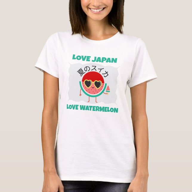 Camiseta Kawaii WATERMELON AMA A JAPÓN Bruta De Verano (Anverso)