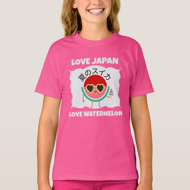 Camiseta Kawaii WATERMELON AMA A JAPÓN Bruta De Verano (Anverso)