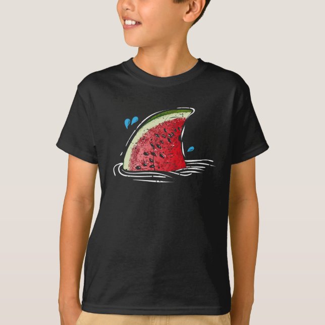 Camiseta Kawaii Watermelon Shark Fin Familia vacaciones de  (Anverso)