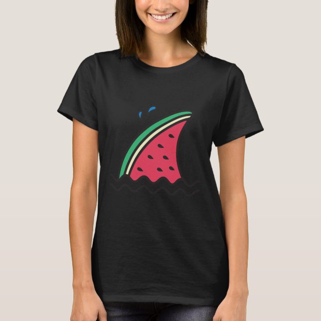 Camiseta Kawaii Watermelon Sharm Fin Funny Family Summer Va (Anverso)