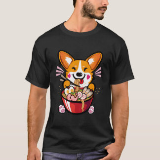 Camiseta Kawaii Welsh Corgi Comiendo Ra