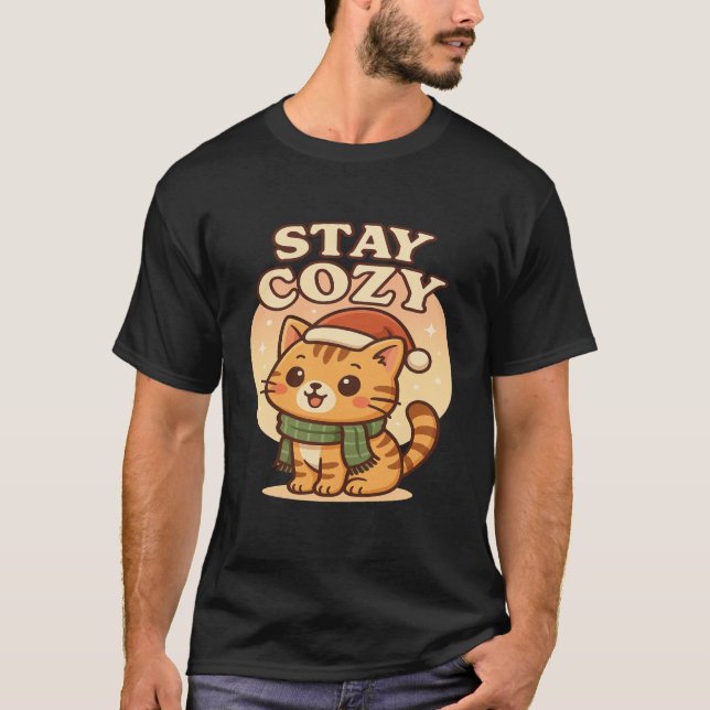 Camiseta Kawaii Winter Cat- Stay Cozy cute christmas  (Anverso)