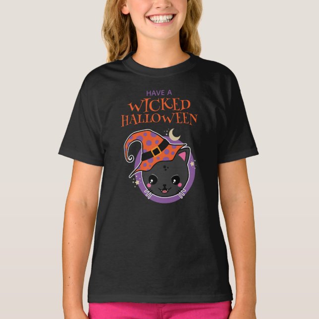 Camiseta Kawaii Witch Cat Halloween (Anverso)