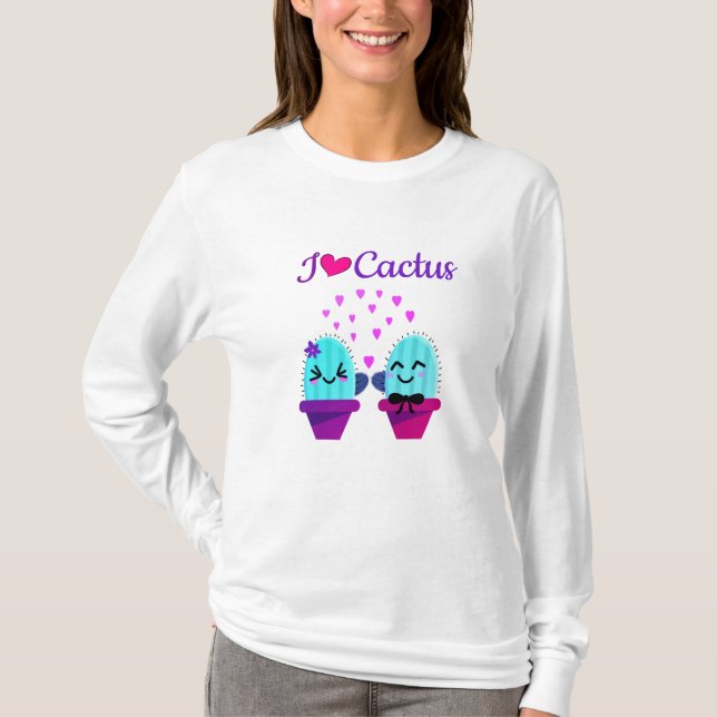 Camiseta kawaii y amor por el cactus lindo (Anverso)