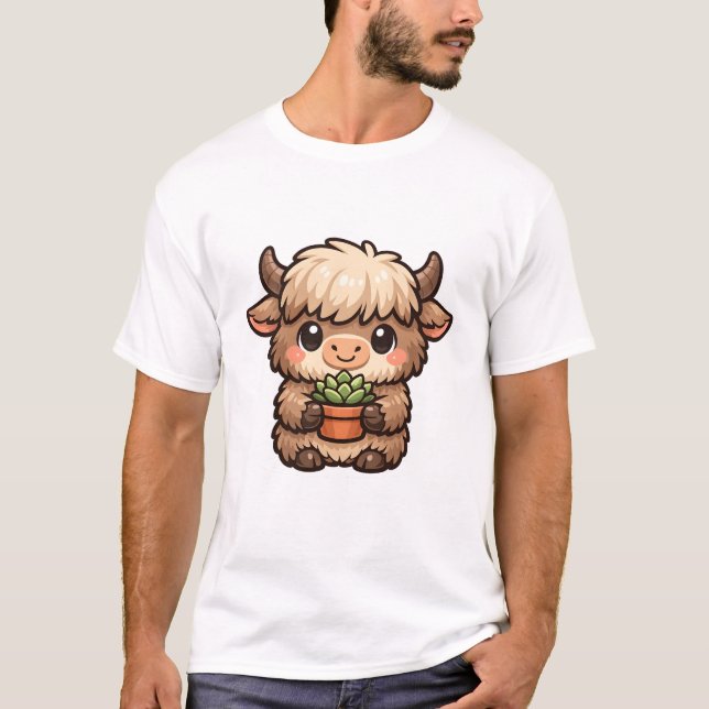 Camiseta Kawaii Yak with Succulent (Anverso)