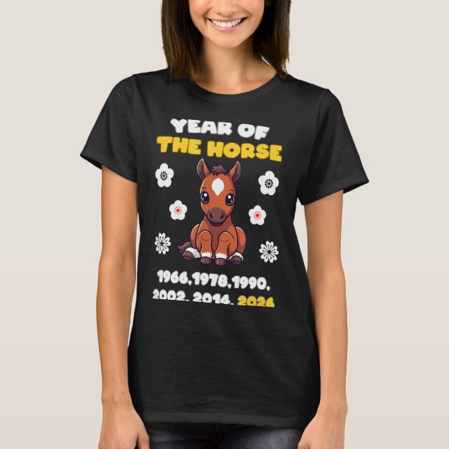 Camiseta Kawaii Year Of Horse Chinese Zodiac 2026 Animal  (Anverso)