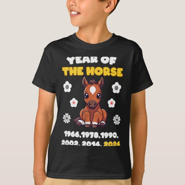 Camiseta Kawaii Year Of Horse Chinese Zodiac 2026 Animal  (Anverso)