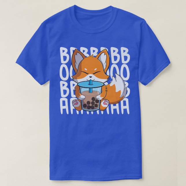 Camiseta kawaii zorro lindo bebiendo té de burbuja de té bo (Diseño del anverso)