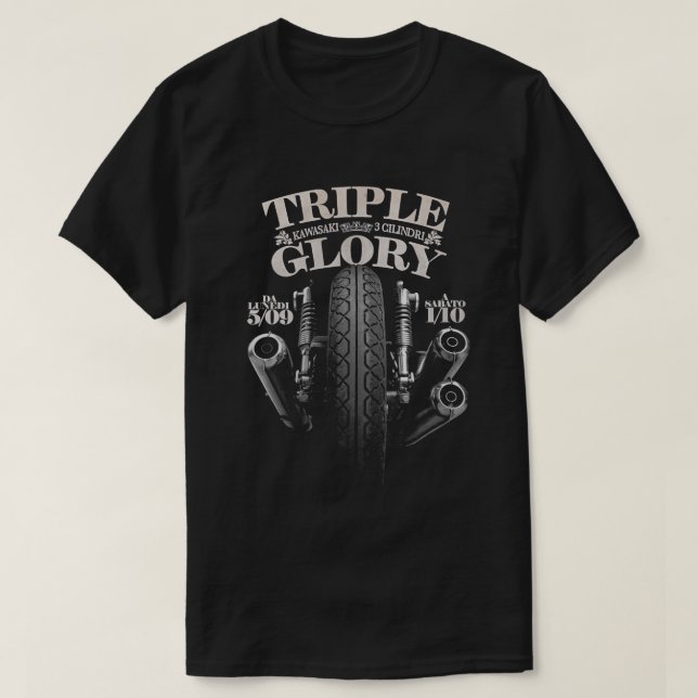 Camiseta Kawasaki Triple Classic Biker T-Shirt (Diseño del anverso)