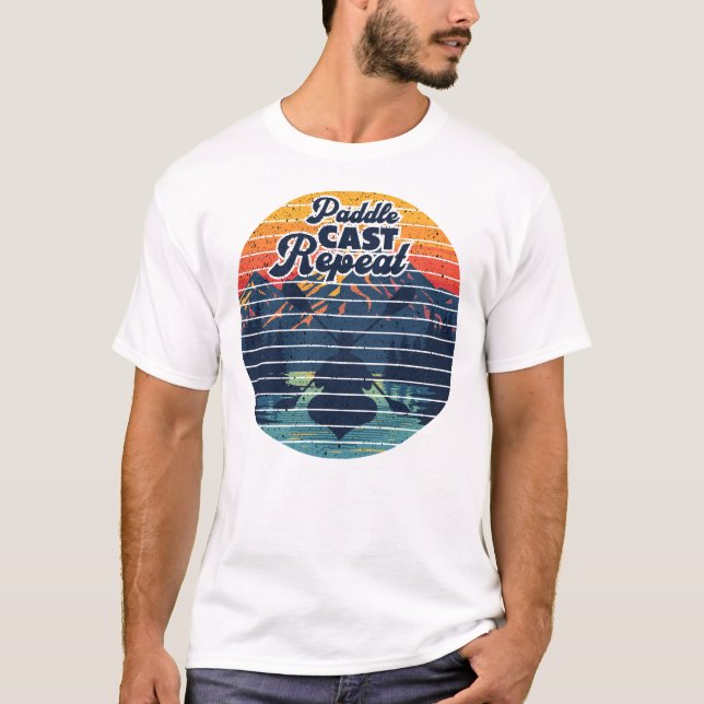 Camiseta Kayak Fishing Paddle Retro Sunset (Anverso)