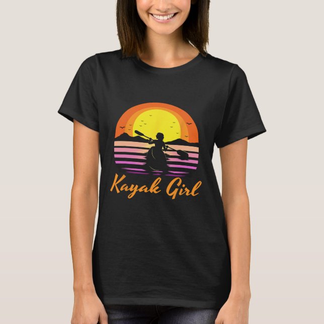 Camiseta Kayak Girl Funny Kayaking Sunset Kayaker Boating B (Anverso)