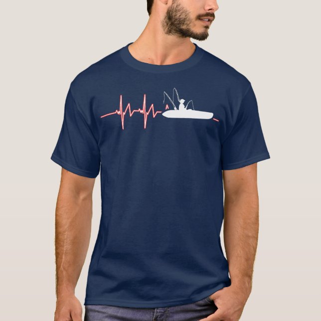 Camiseta Kayak Kayaker Kayaking Angling Fishing Heartbeat (Anverso)