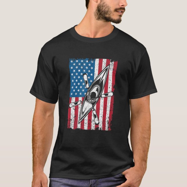 Camiseta Kayak USA Flag Funny American Canoe Kayaking Patri (Anverso)