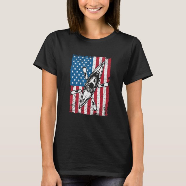 Camiseta Kayak USA Flag Funny American Canoe Kayaking Patri (Anverso)