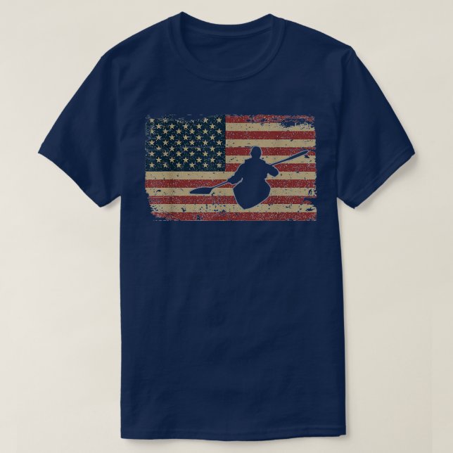Camiseta Kayaking America Flag Gift Rowers Paddle Kayak (Diseño del anverso)