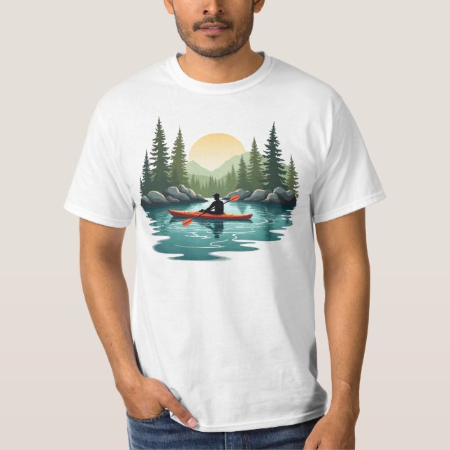 Camiseta Kayaking Lake Adventure Mountain Sunset Outdoor (Anverso)