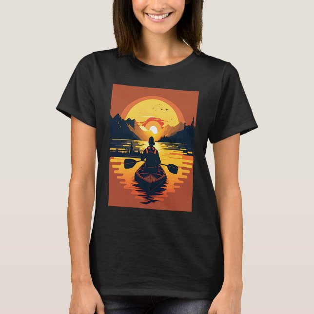 Camiseta Kayaking River Camper River Boating In Sunset (Anverso)