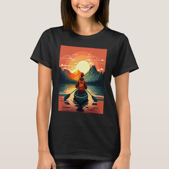 Camiseta Kayaking River Camper River Boating In Sunset  2 (Anverso)