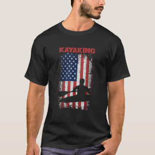 Camiseta Kayaking Sports Retro Bandera Estadounidense