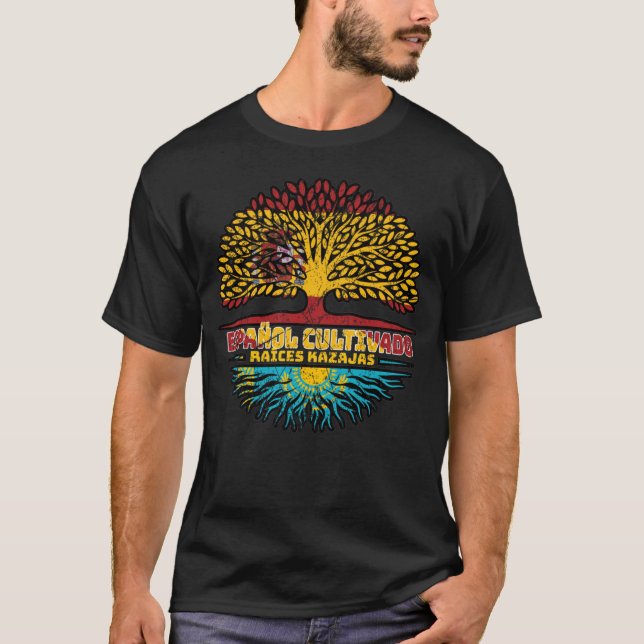 Camiseta Kazajistán: Árbol español kazajo, bandera de raíz (Anverso)