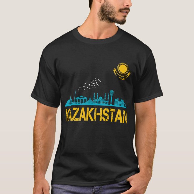 Camiseta Kazajistán, bandera de Kazajistán, bandera de Kaza (Anverso)
