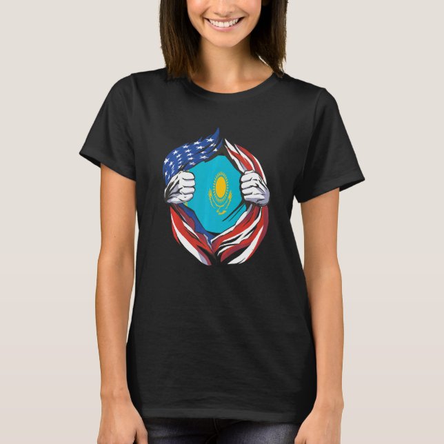 Camiseta Kazakhstan Flag American Proud of My Kazakh Herita (Anverso)
