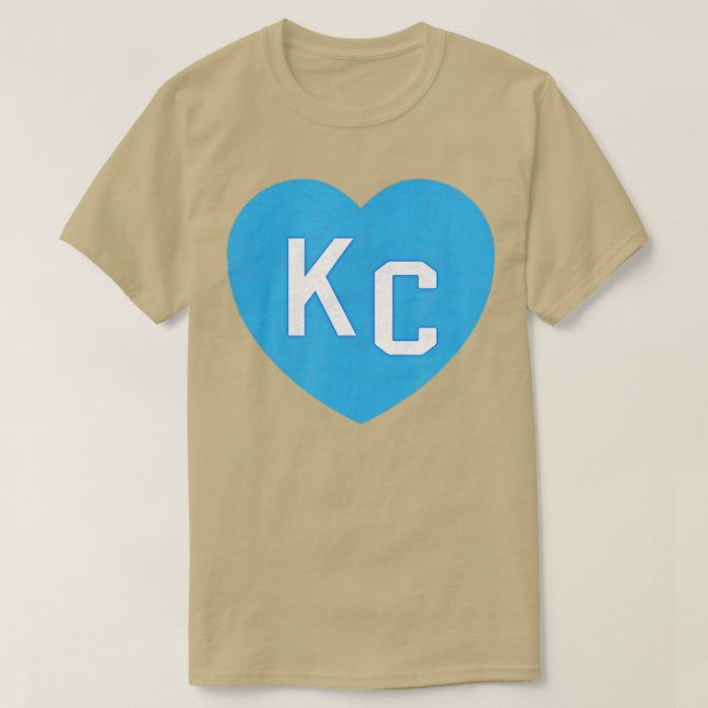 Camiseta KC Blue Heart Kc Kansas City 2 Letra KC Love Blue (Diseño del anverso)