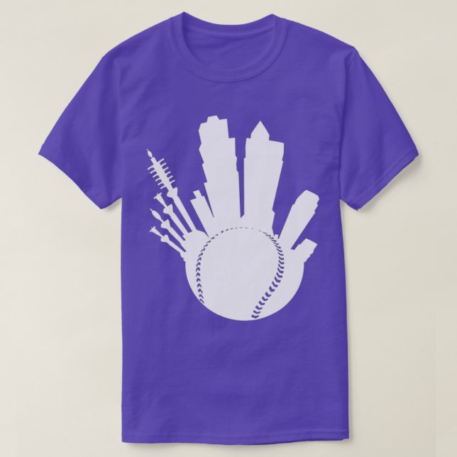Camiseta KC Kansas City Baseball Edificios Skyline Royal Bl (Diseño del anverso)