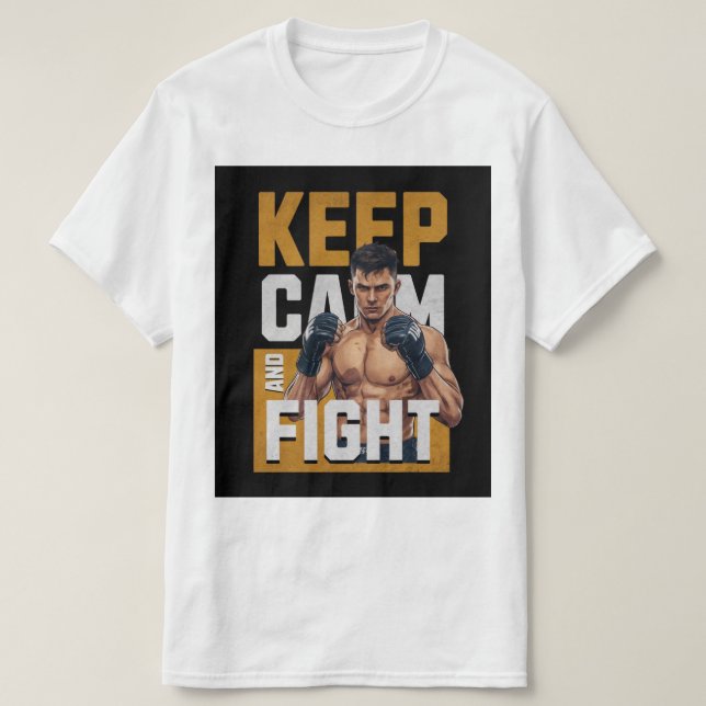 Camiseta Keep Calm and Fight T-Shirt – MMA Fighter Tee (Diseño del anverso)