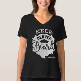 Camiseta "Keep Denver Beard" Mujeres con cuello-V negro