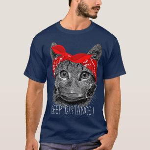 Camiseta Keep Distance  Cat Kitten with Mouthguard Face