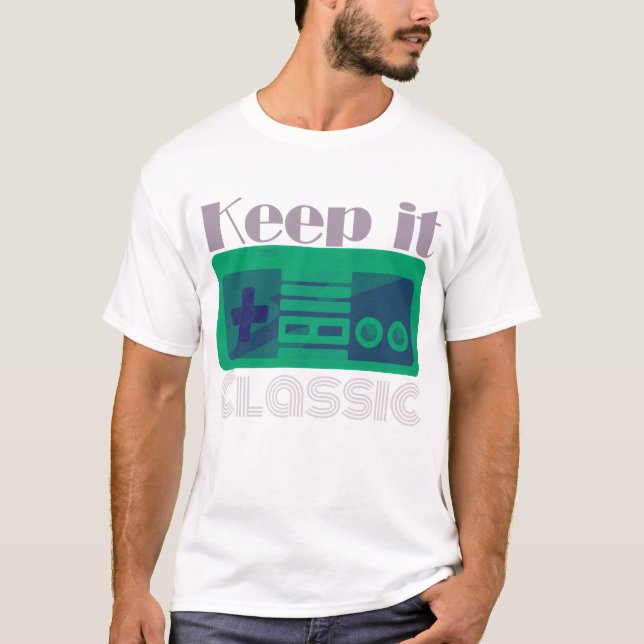 Camiseta Keep It Classic – Retro Console Design (Anverso)