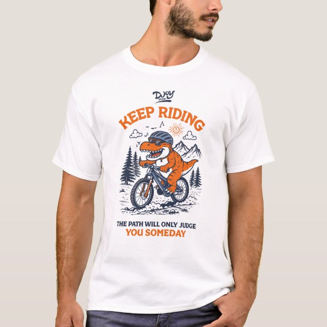 Camiseta Keep Riding T-Rex Mountain Bike Design (Anverso)