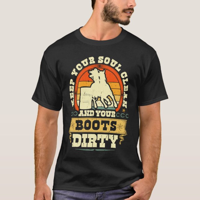 Camiseta Keep Your Soul Clean Boots Dirty Cowgirl Retro Bar (Anverso)