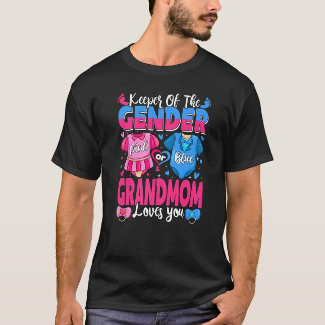 Camiseta Keeper Of Gender Grandmom Loves You Pink Or Blue B (Anverso)